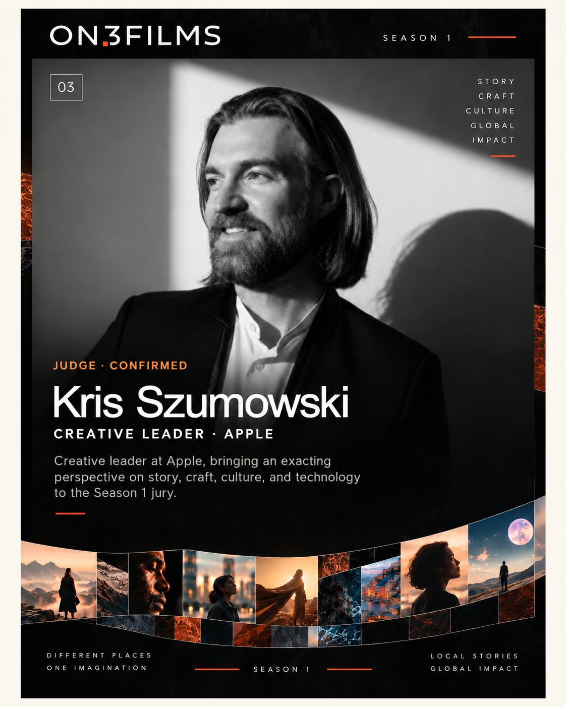 Kris Szumowski, confirmed ON3FILMS Season 1 judge — Creative leader · Apple